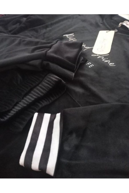 Over Sleep by Poleren | Kadın Pijama Takımı Kadife Uzun Kollu Kışlık