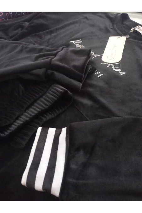 Over Sleep by Poleren | Kadın Pijama Takımı Kadife Uzun Kollu Kışlık