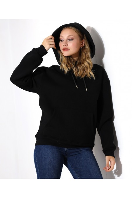 Kadın Sweatshirt Kapüşonlu Üç İplik Kışlık