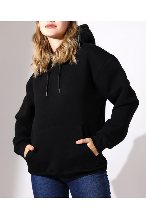 Kadın Sweatshirt Kapüşonlu Üç İplik...