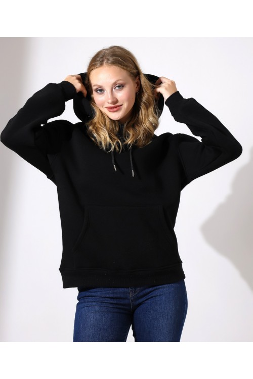 Kadın Sweatshirt Kapüşonlu Üç İplik...