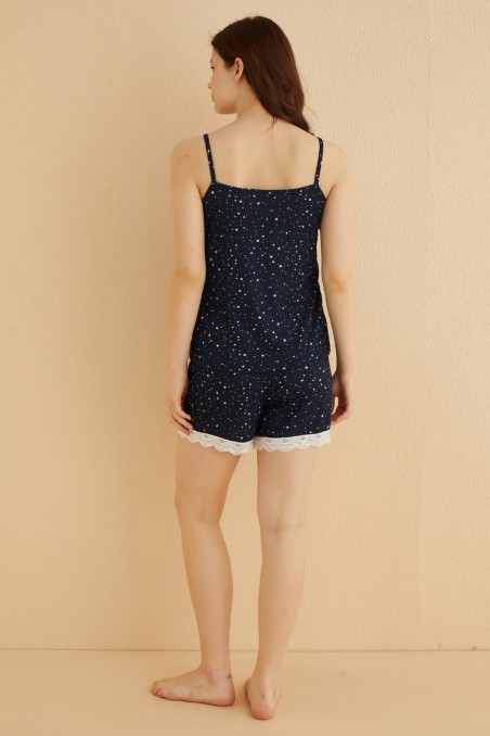 Arcan | Kadın Pijama Takımı İp Askılı Dantelli Şortlu