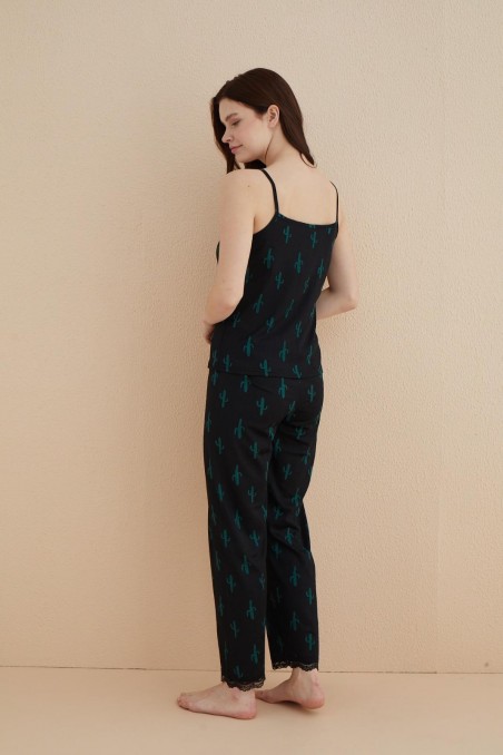 Arcan | Kadın Pijama Takımı İp Askılı Dantel Detaylı