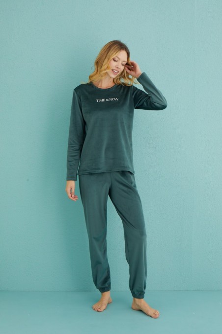 Mihra | Kadın Pijama Takımı Uzun Kollu Soft Fransız Kadife Kışlık