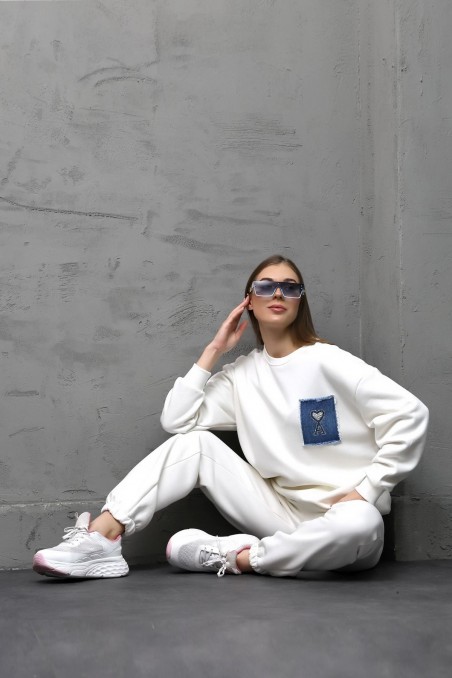 Calimera | Kadın Sweatshirt Eşofman Takımı 3 İplik Oversize Şardonlu