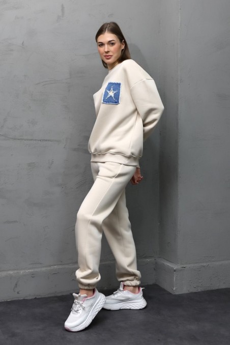 Calimera | Kadın Sweatshirt Eşofman Takımı 3 İplik Oversize Şardonlu