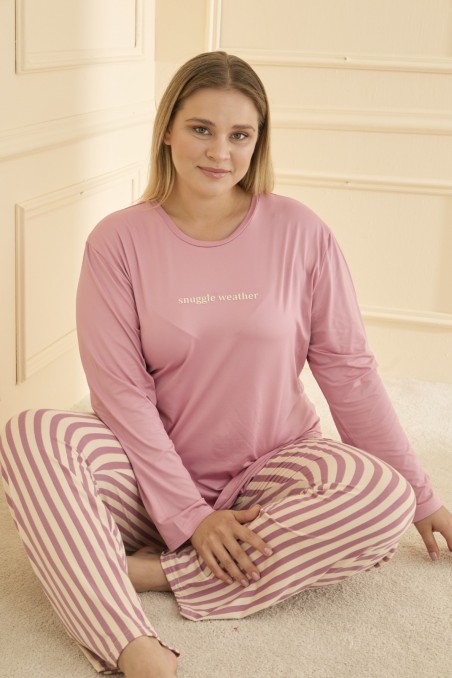 Mihra | Kadın Pijama Takımı Büyük Beden & Battal Kısa Kol