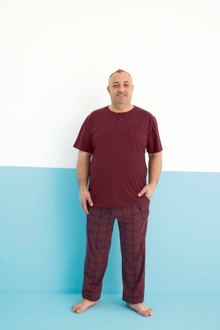 Aydoğan | Erkek Pijama Takımı Kısa Kol Büyük Beden & Battal Kapri & Bermuda Kısa Kol