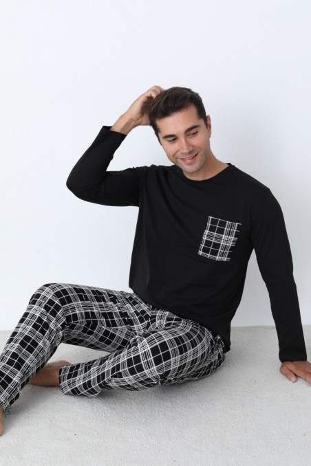 Arc | Erkek Pijama Takımı Uzun Kol Ekose Pamuklu Mevsimlik