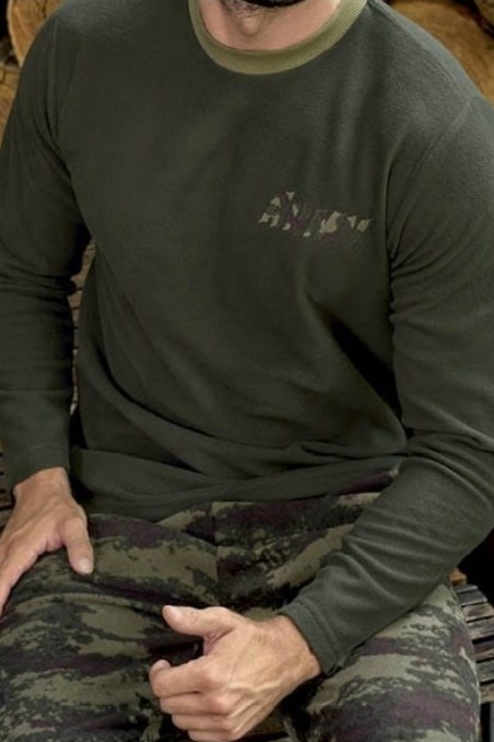 Aydoğan | Erkek Polar Pijama Takımı Uzun Kollu Kamuflaj Desenli