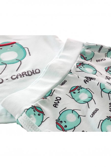 Bebek İkili Takım Şortlu Avo - Cardio Avokado Desenli Alt Üst Penye Takım